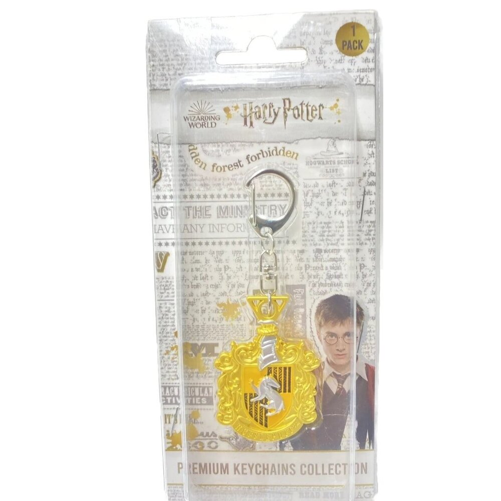 Harry Potter Keychain Golden Yellow Hufflepuff Logo Keychain Accessory New